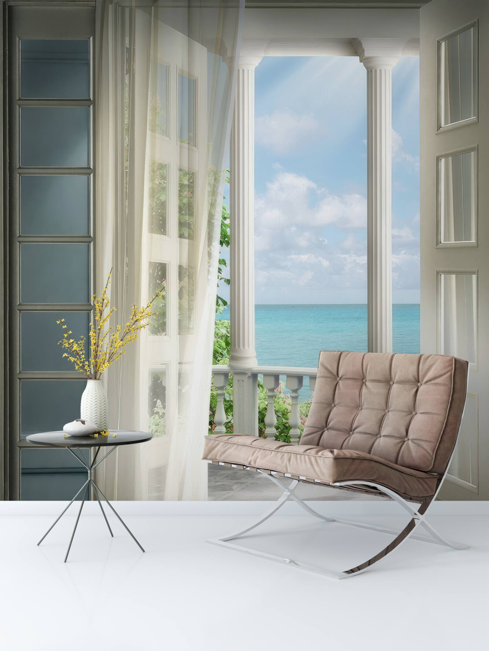 Fototapeten Die Tür für den Balkon ist offen