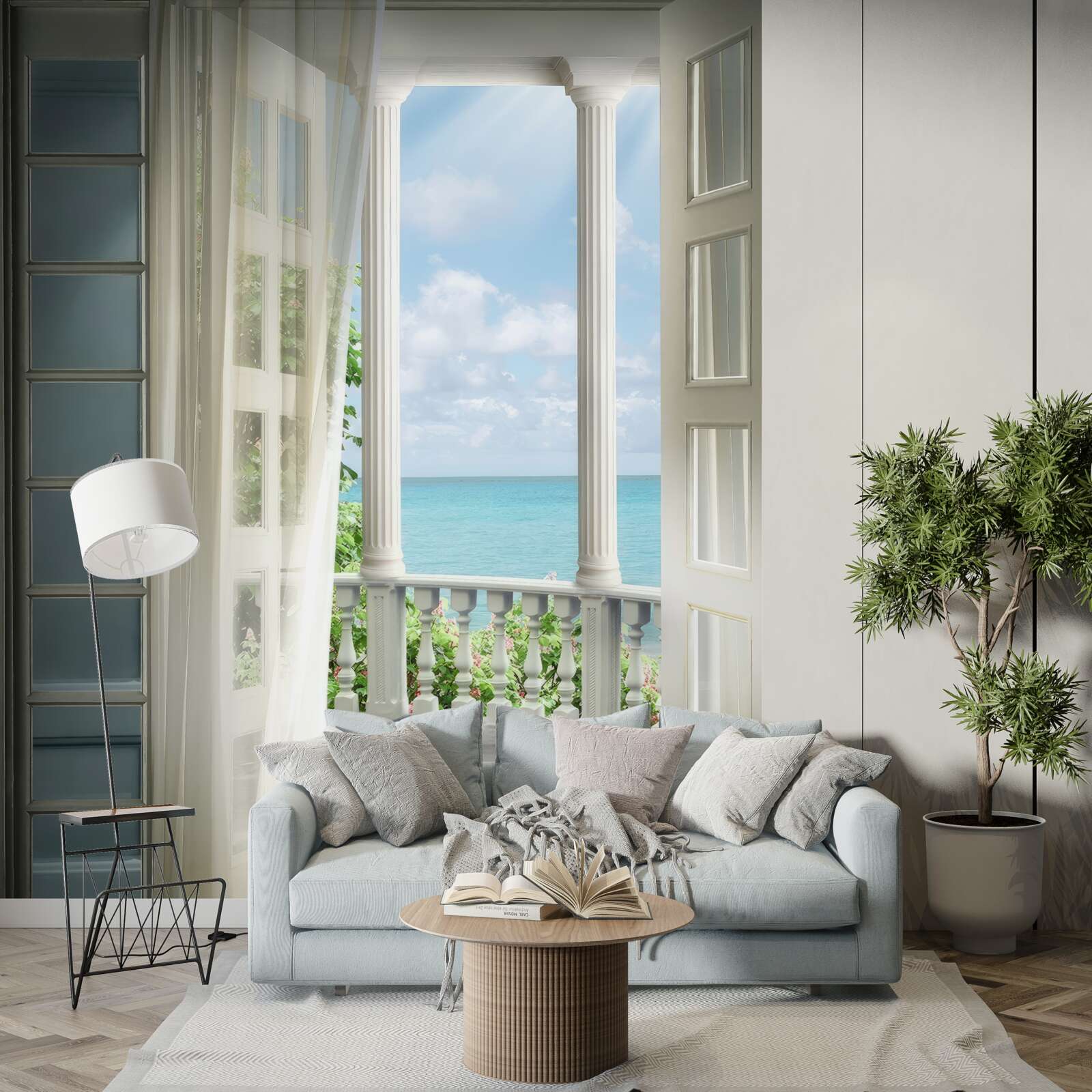 Fototapeten Die Tür für den Balkon ist offen