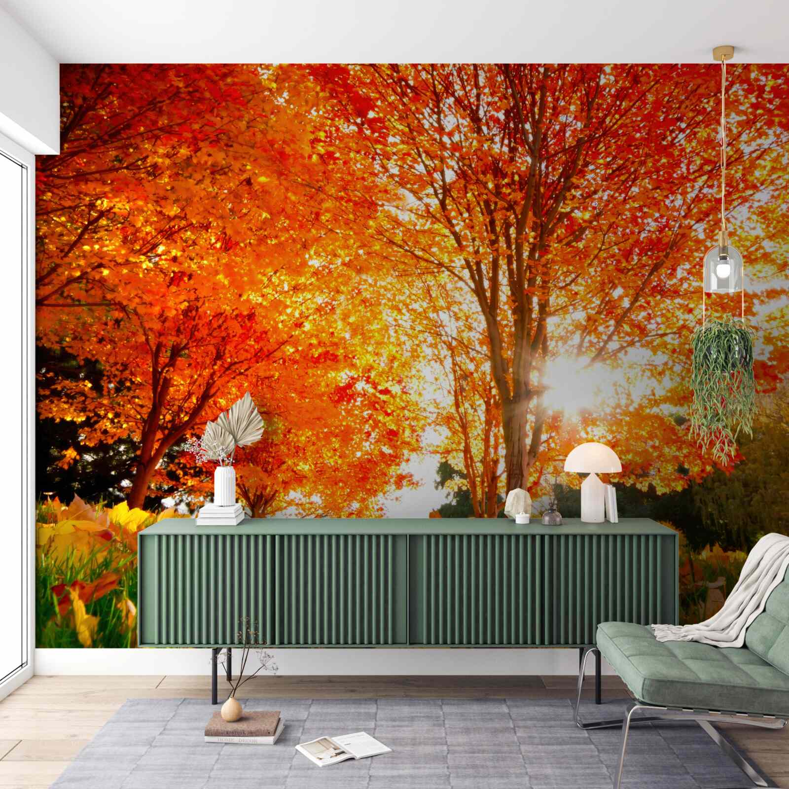 Fototapeten Ein Wald voller Herbstfarben