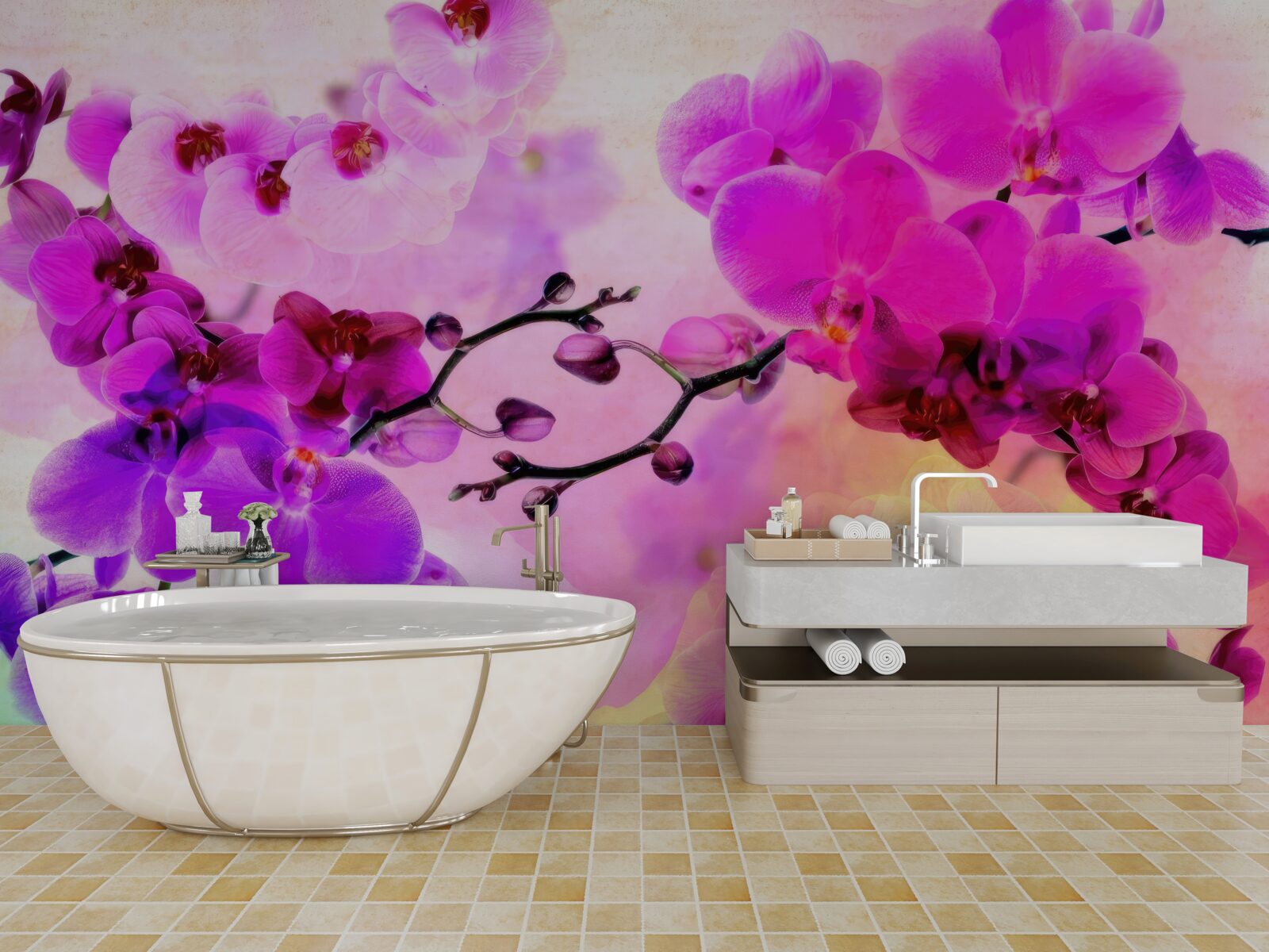 Fototapeten Orchidee in allen Regenbogenschattierungen