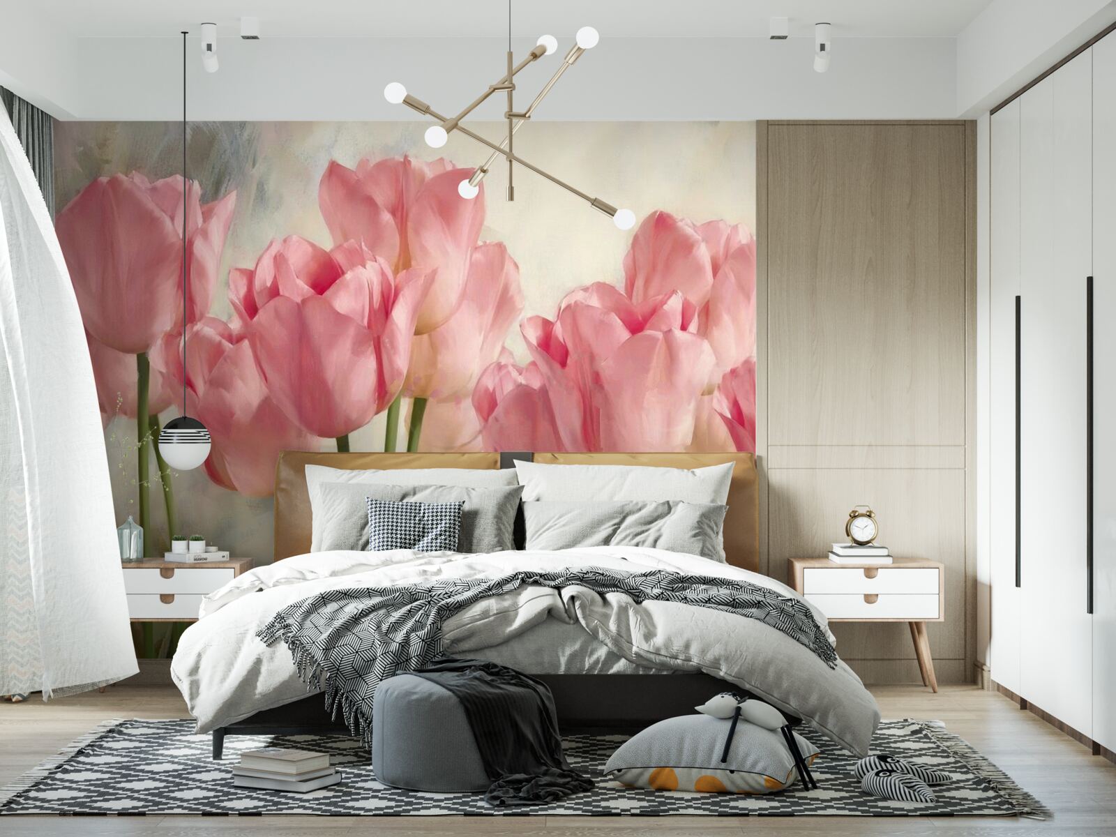 Fototapeten Blühende rosa Tulpen