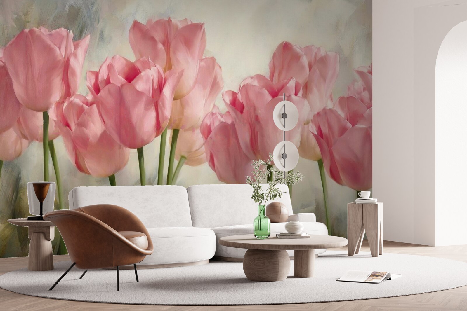 Fototapeten Blühende rosa Tulpen