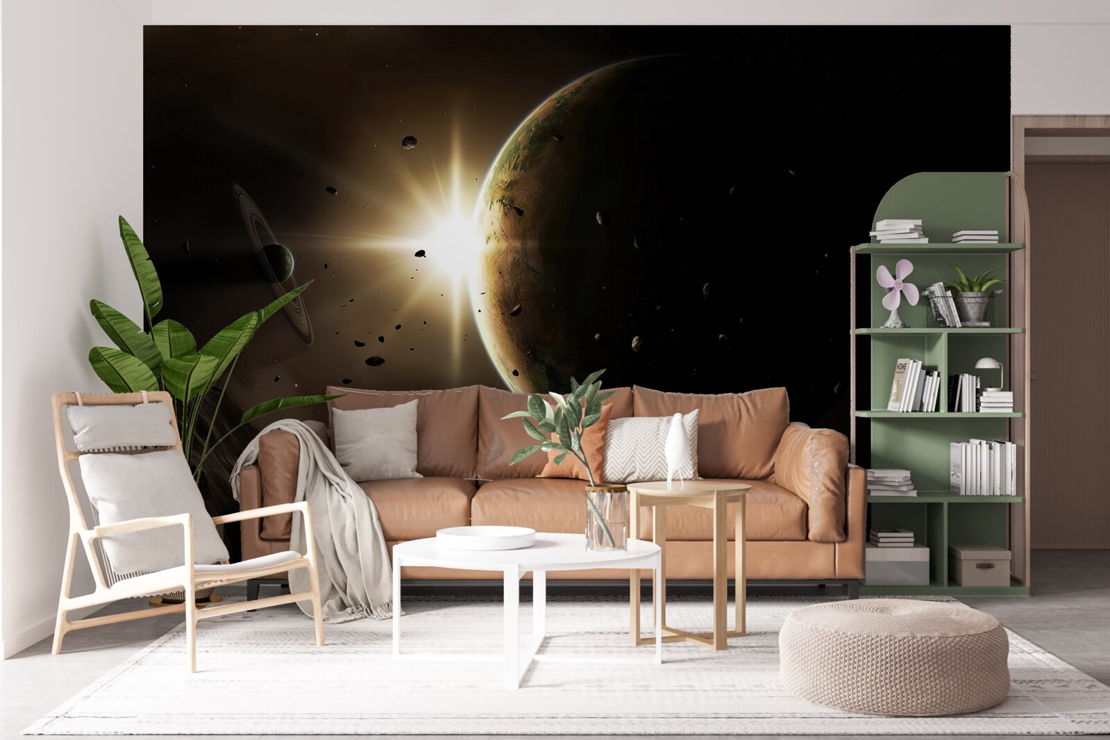 Fototapeten Planeten und Kometen rasen neben