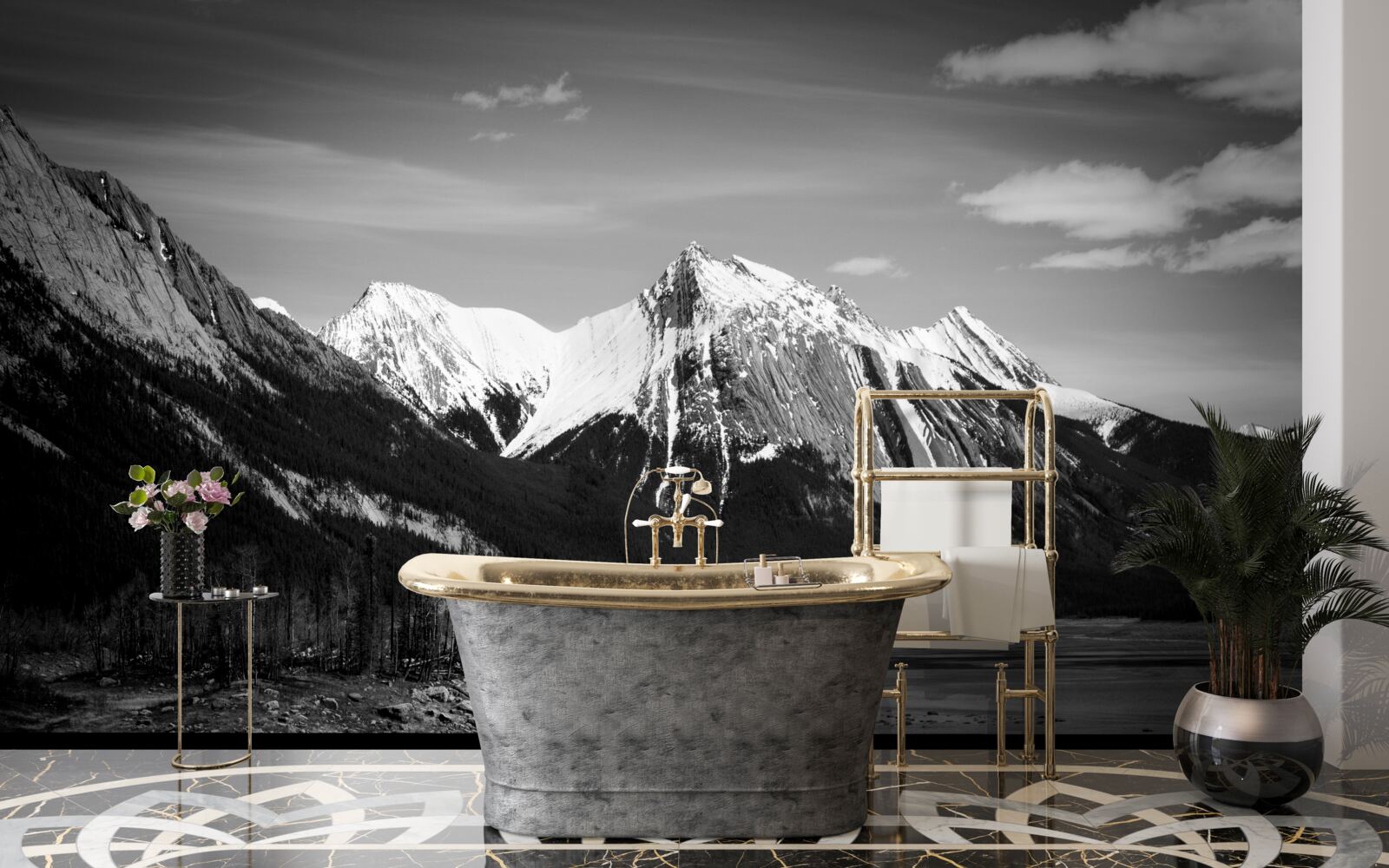 Fototapeten Berge in monochromen Farbtönen