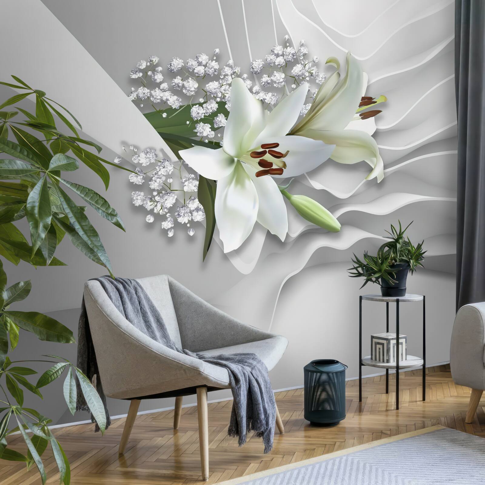 Fototapeten heller Hintergrund mit weißen Lilien