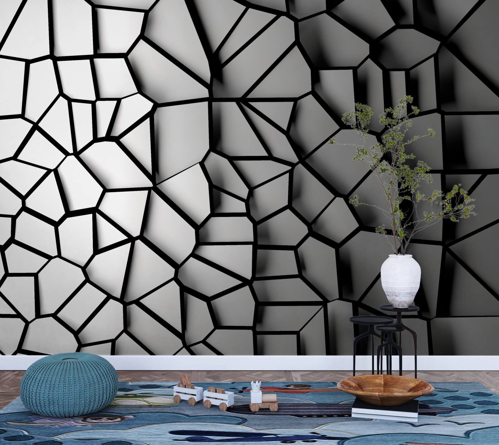 Fototapeten Weiße Wand mit einem Volumeneffekt