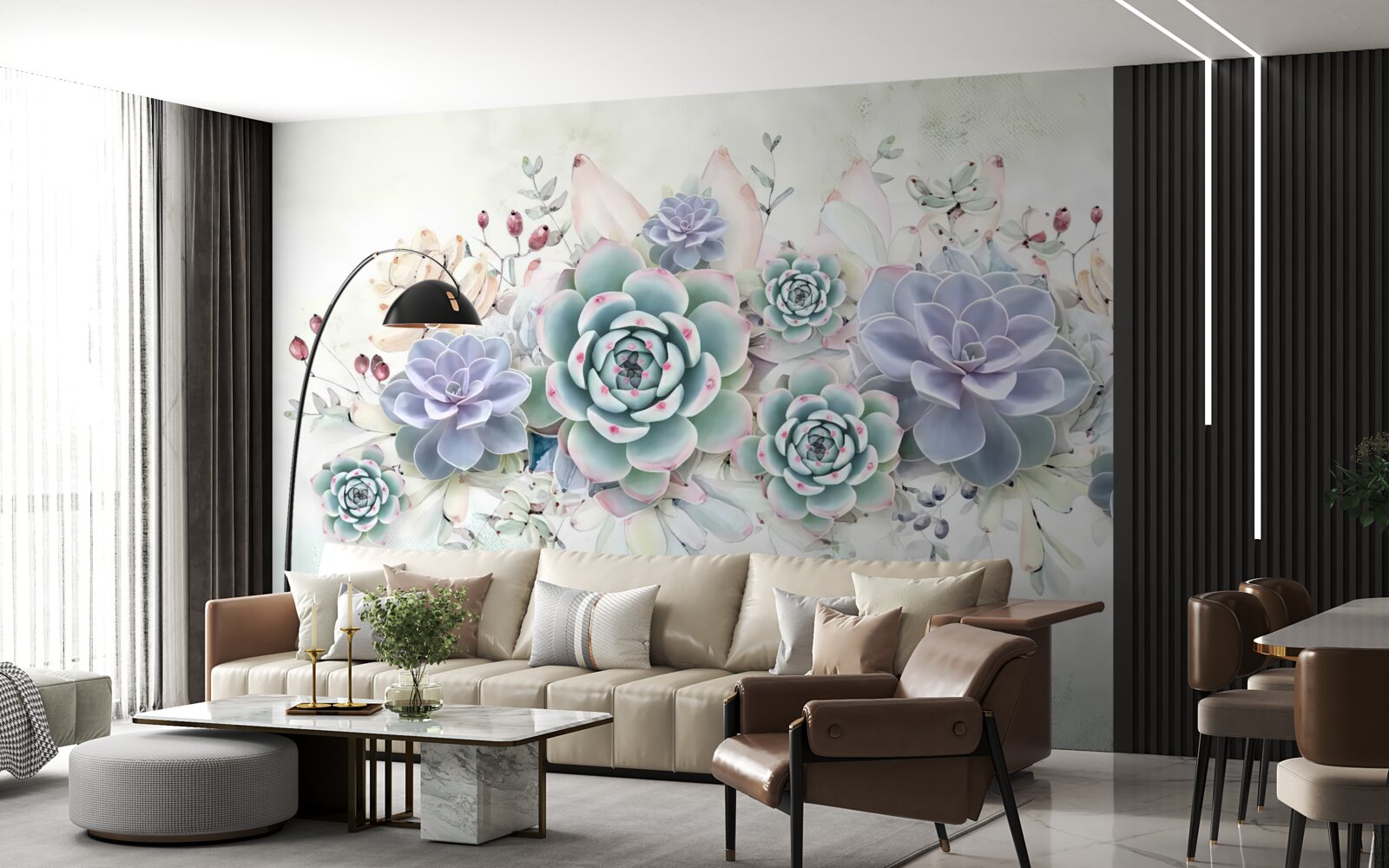 Fototapeten Es gibt blaue Blumen auf einem hellen Hintergrund