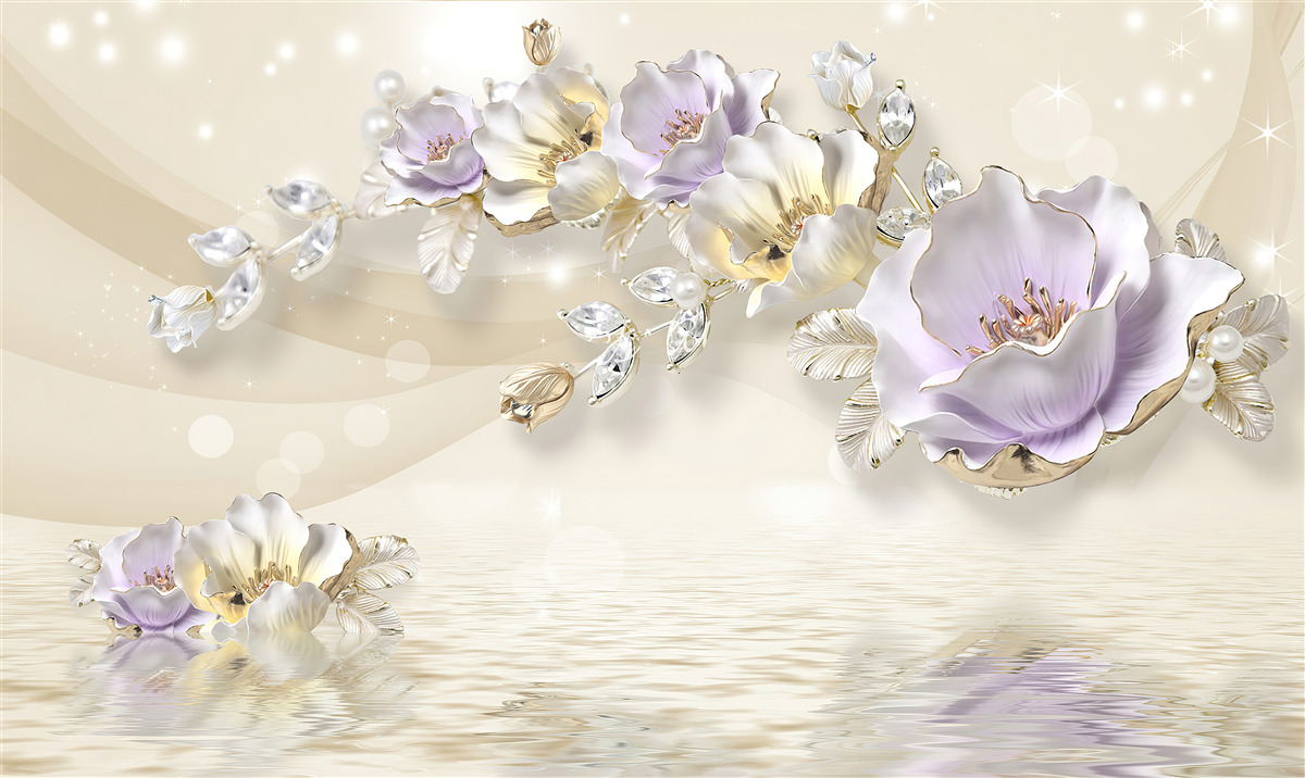 Fototapeten lila und creme Blumen
