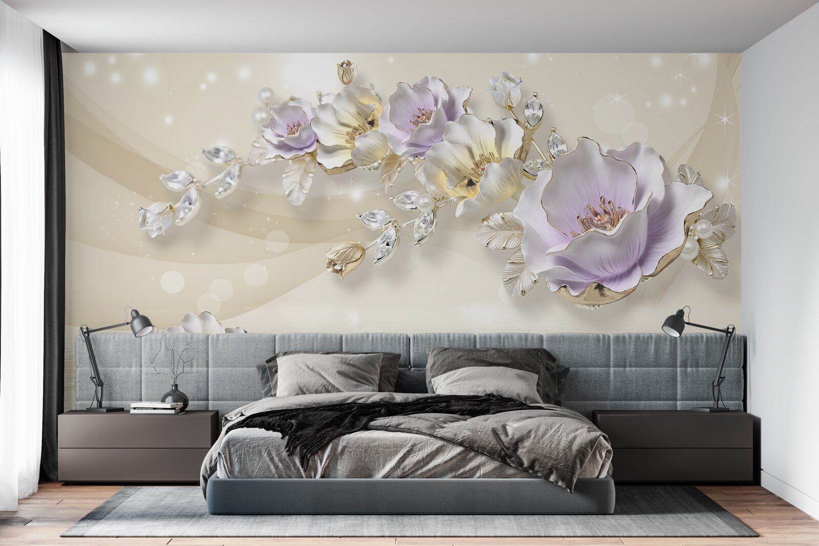 Fototapeten lila und creme Blumen