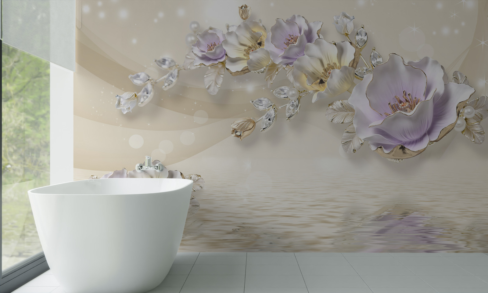 Fototapeten lila und creme Blumen