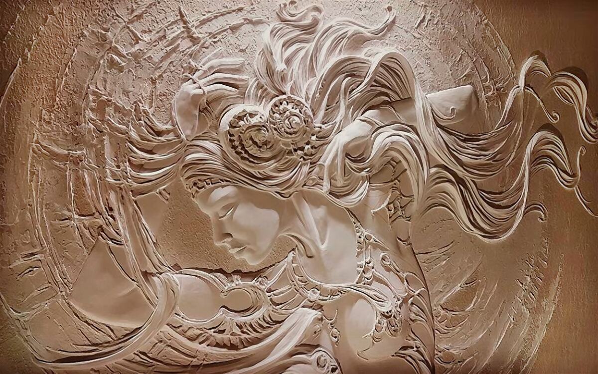 Fototapeten Das Bild eines Mädchens in einem Bas -Relief