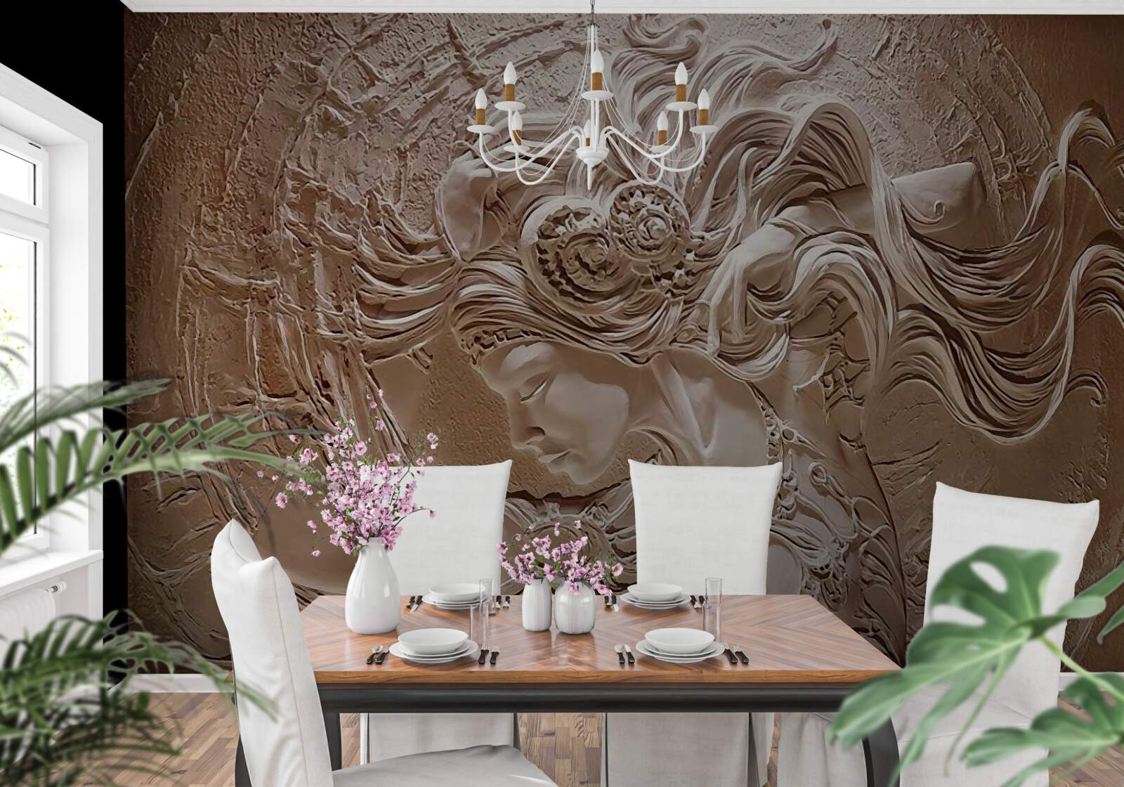 Fototapeten Das Bild eines Mädchens in einem Bas -Relief