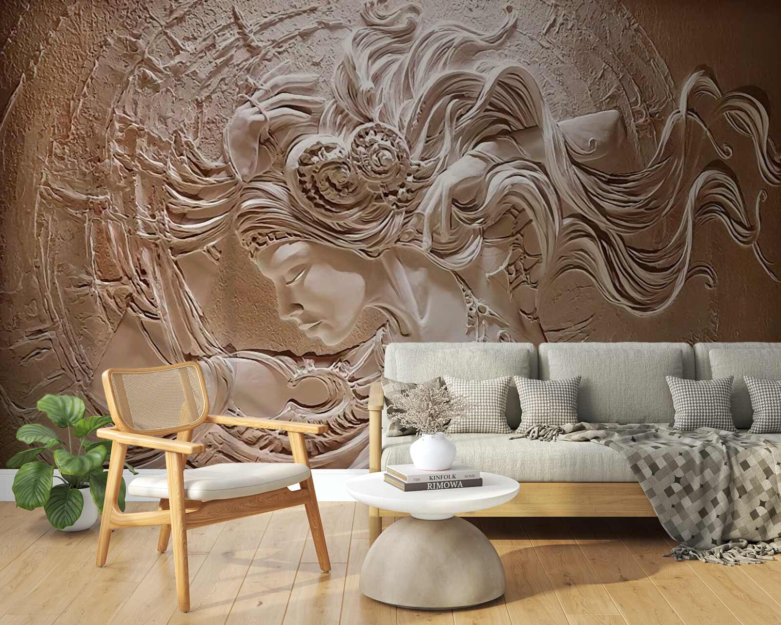 Fototapeten Das Bild eines Mädchens in einem Bas -Relief