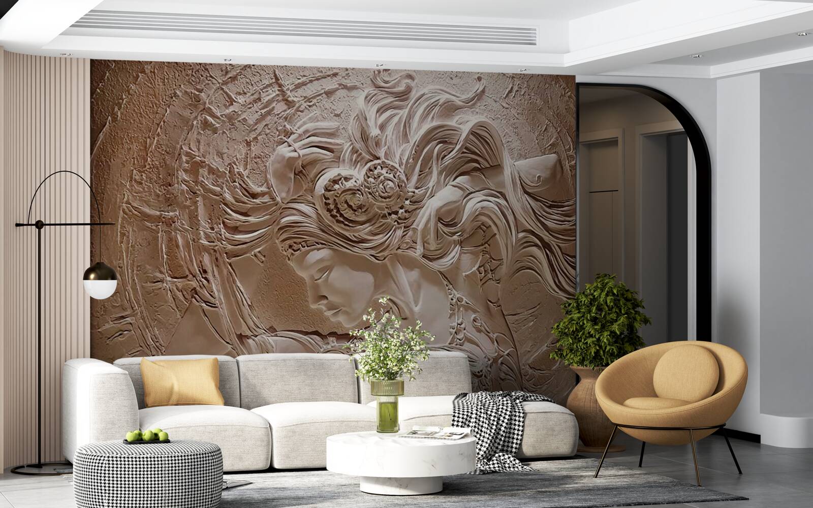 Fototapeten Das Bild eines Mädchens in einem Bas -Relief