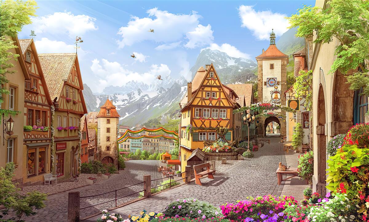 Fototapeten Eine kleine und angenehme Stadt