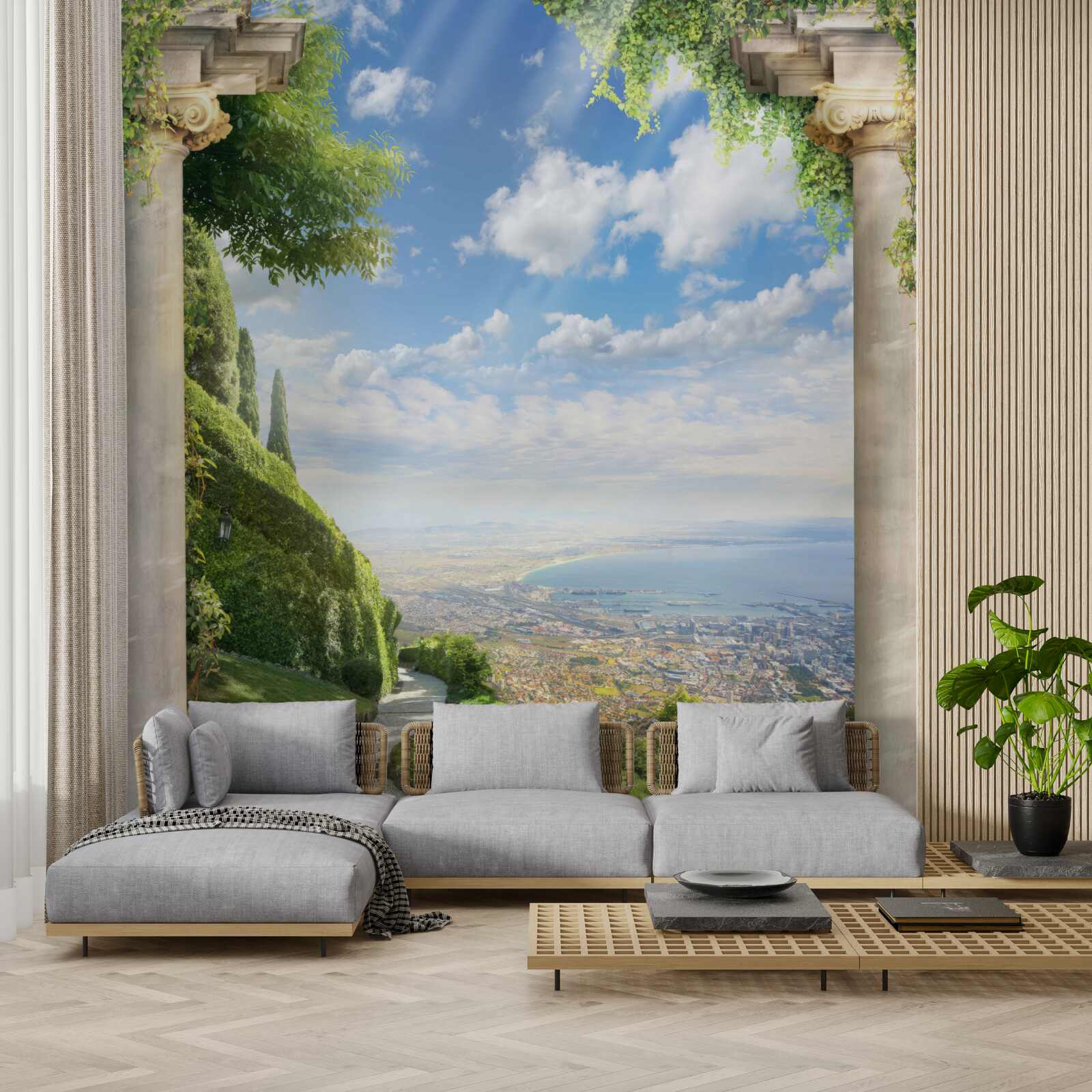 Fototapeten Ein Panoramablick auf die Stadt von oben