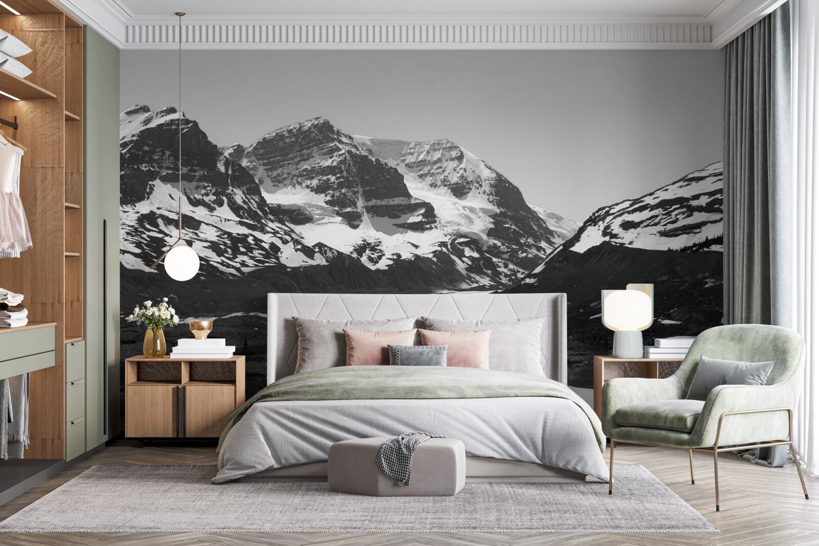 Fototapeten Bild der Berge in Schwarz und Weiß gemacht
