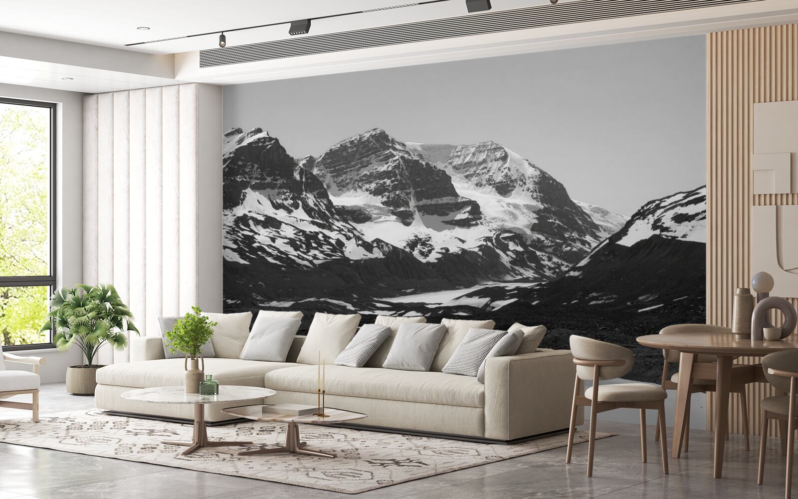 Fototapeten Bild der Berge in Schwarz und Weiß gemacht