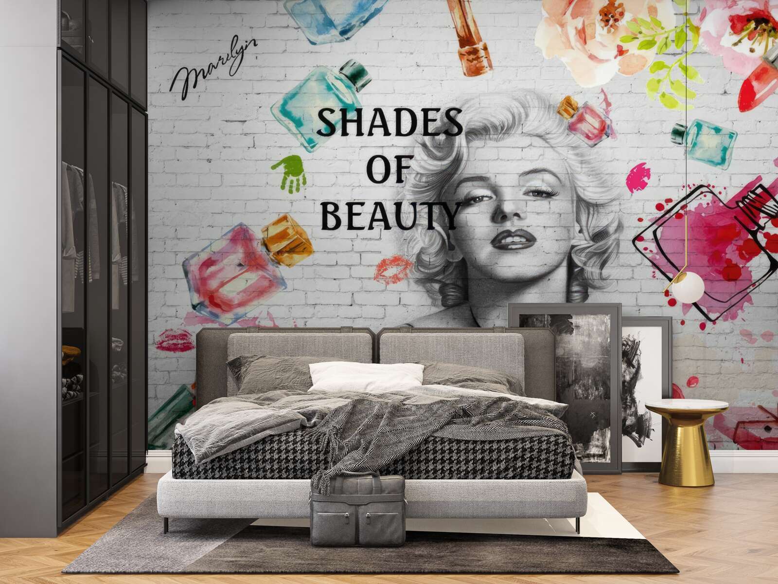 Fototapeten Monroe vor dem Hintergrund einer weißen Mauermauer