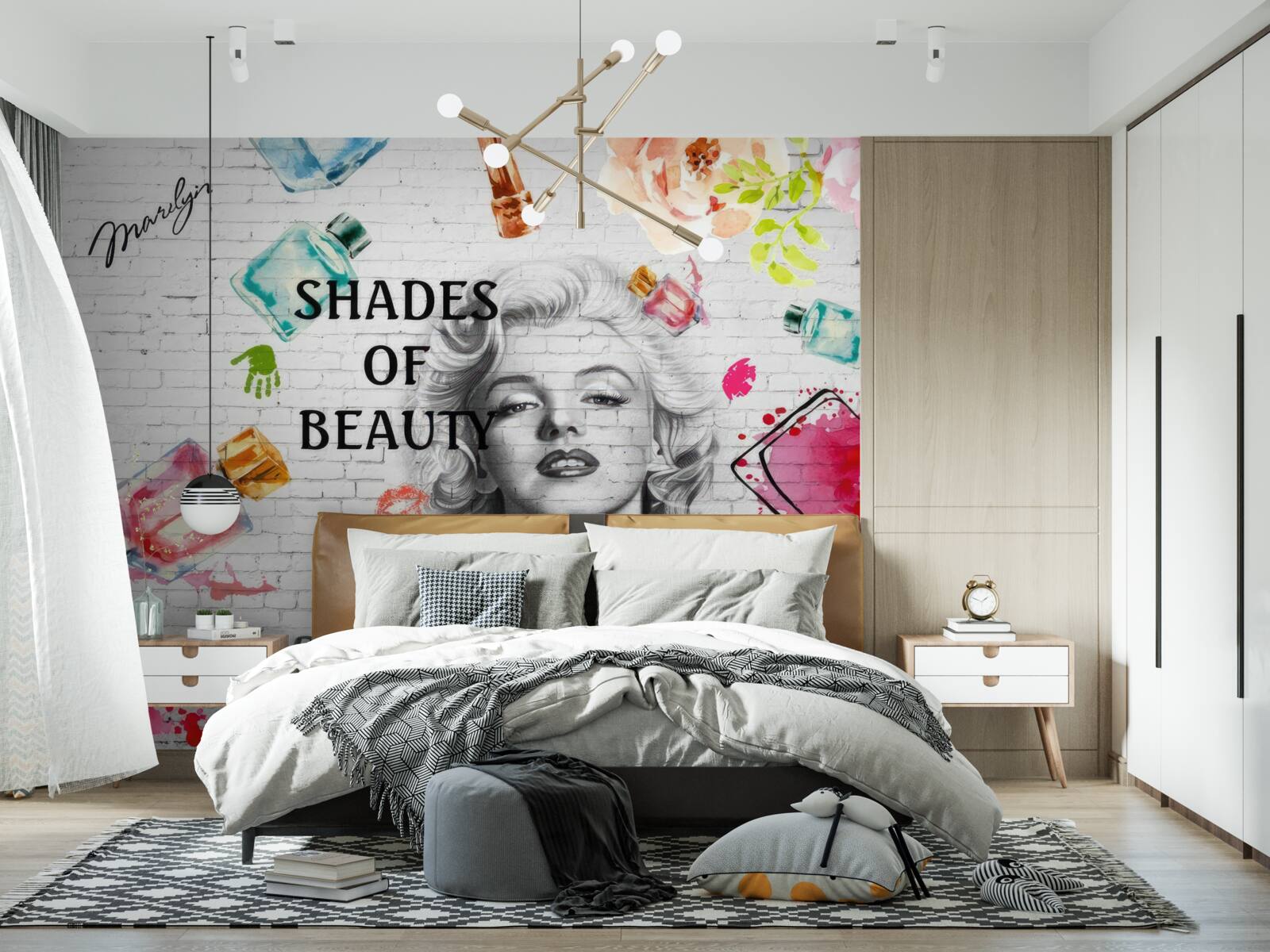 Fototapeten Monroe vor dem Hintergrund einer weißen Mauermauer