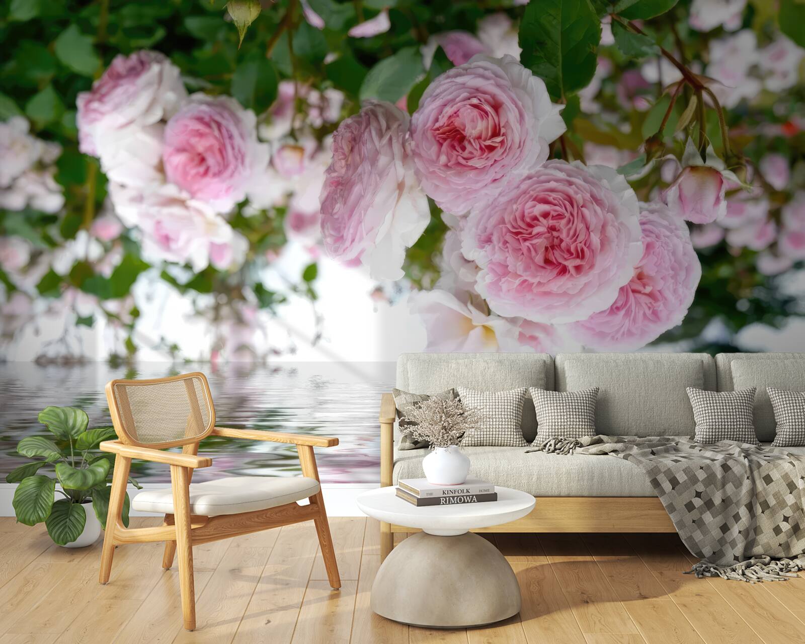 Fototapeten Rosa Rosen am Wasser