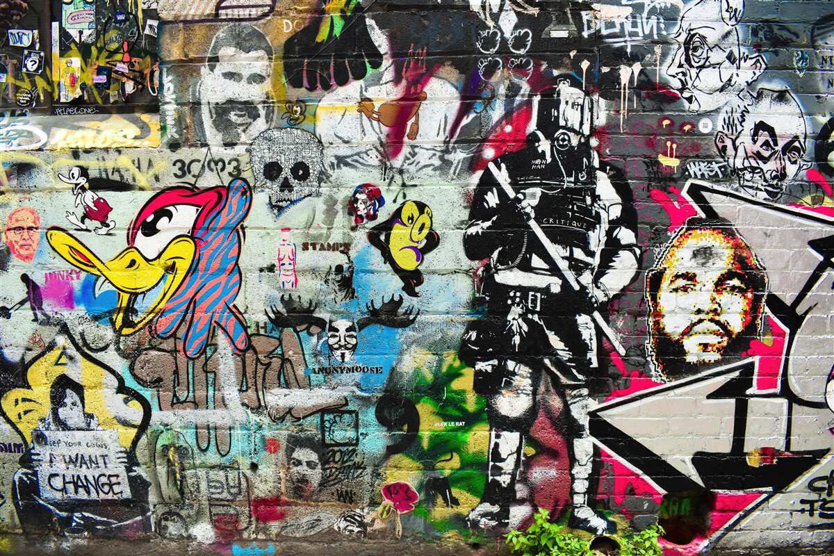 Fototapeten Mit Graffiti dekorierte Wand
