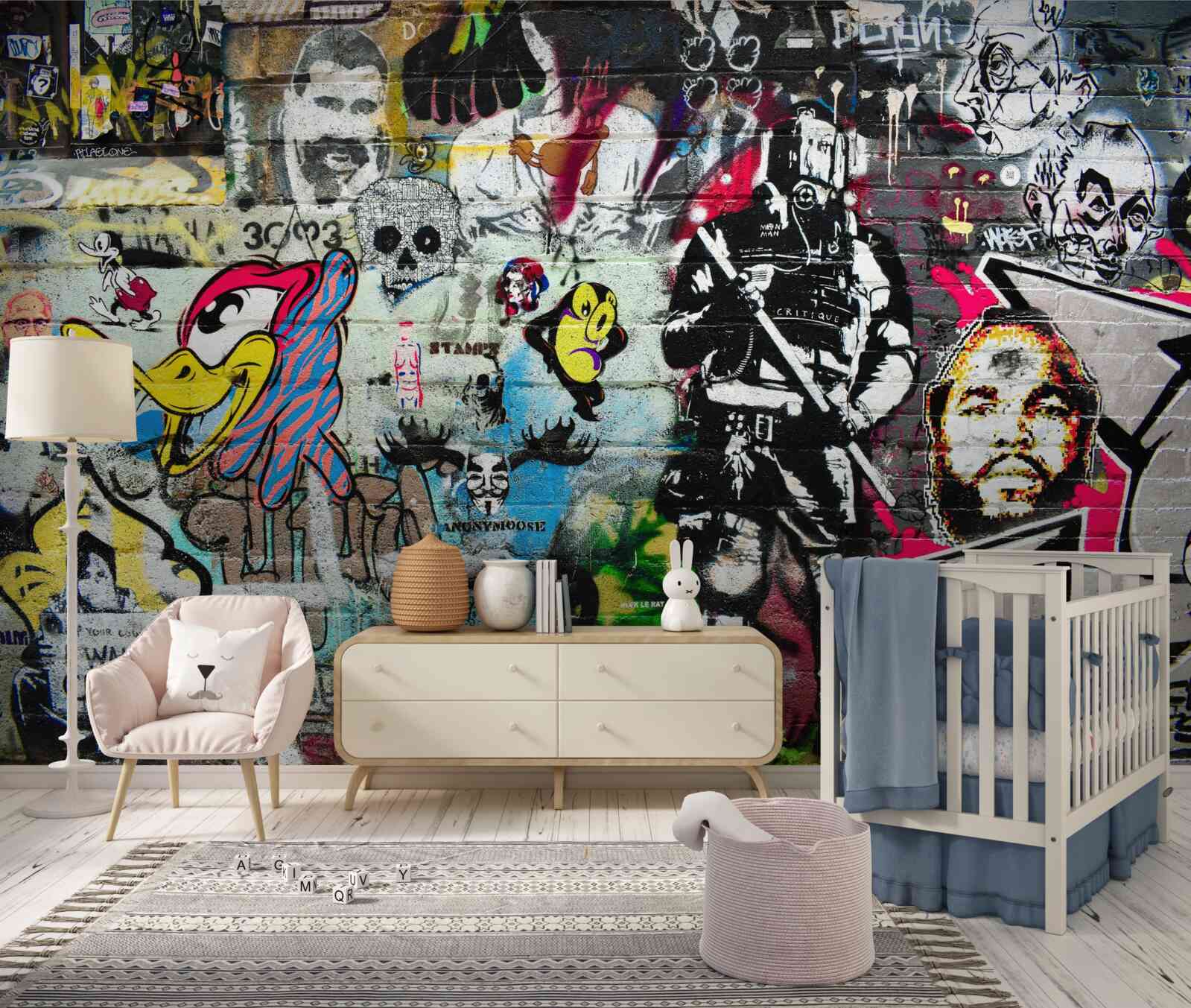 Fototapeten Mit Graffiti dekorierte Wand
