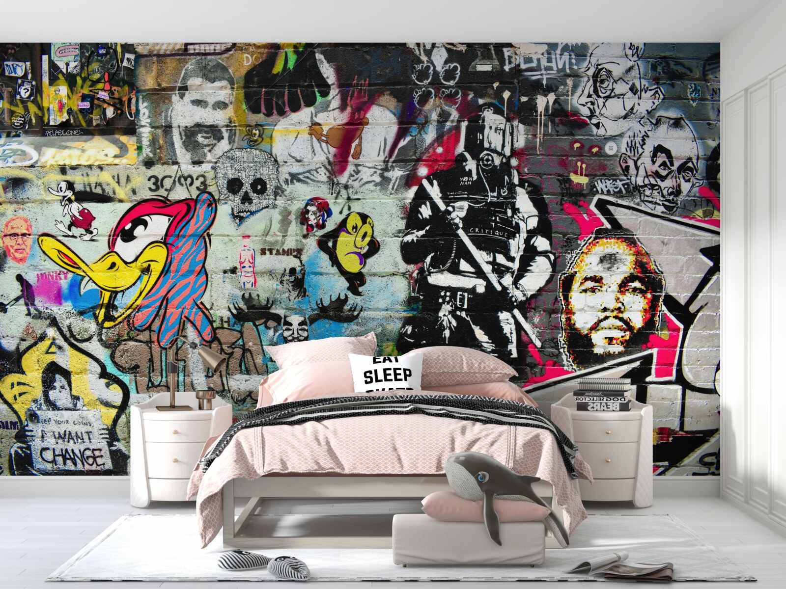 Fototapeten Mit Graffiti dekorierte Wand