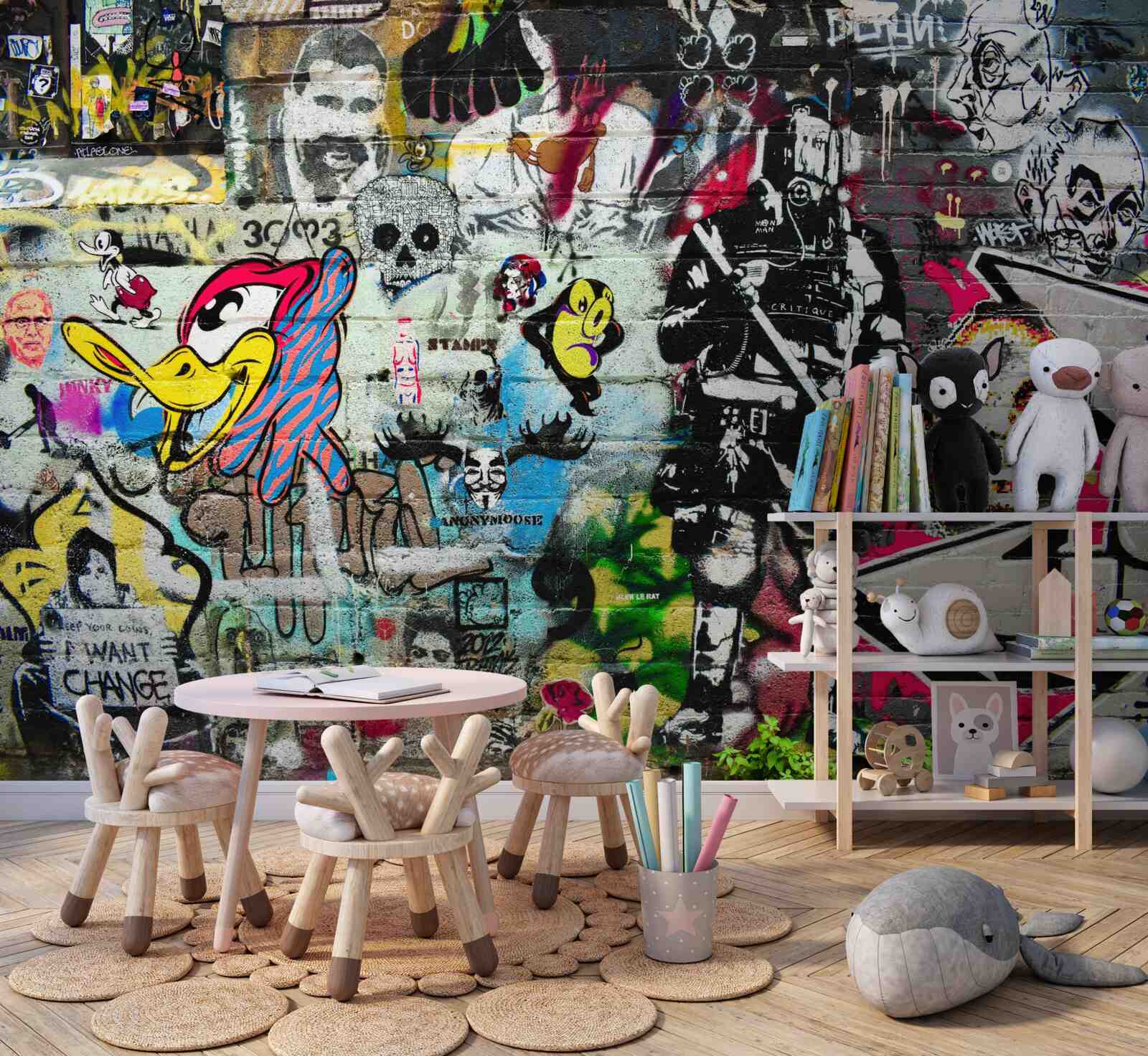 Fototapeten Mit Graffiti dekorierte Wand