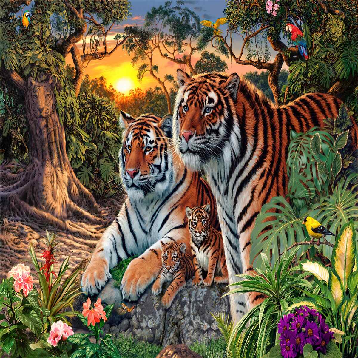 Fototapeten Tigers 'Familie in den Wäldern