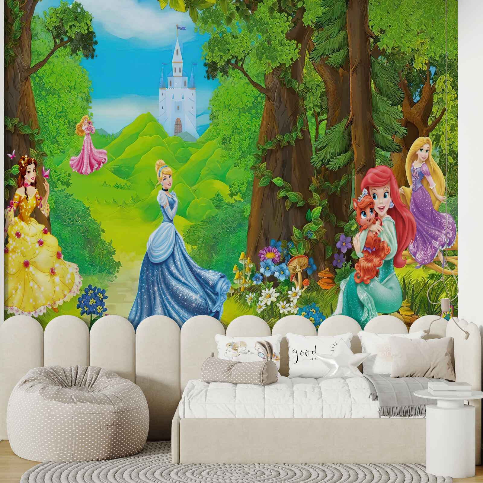 Fototapeten Disney -Cartoon -Prinzessinnen gehen im Wald