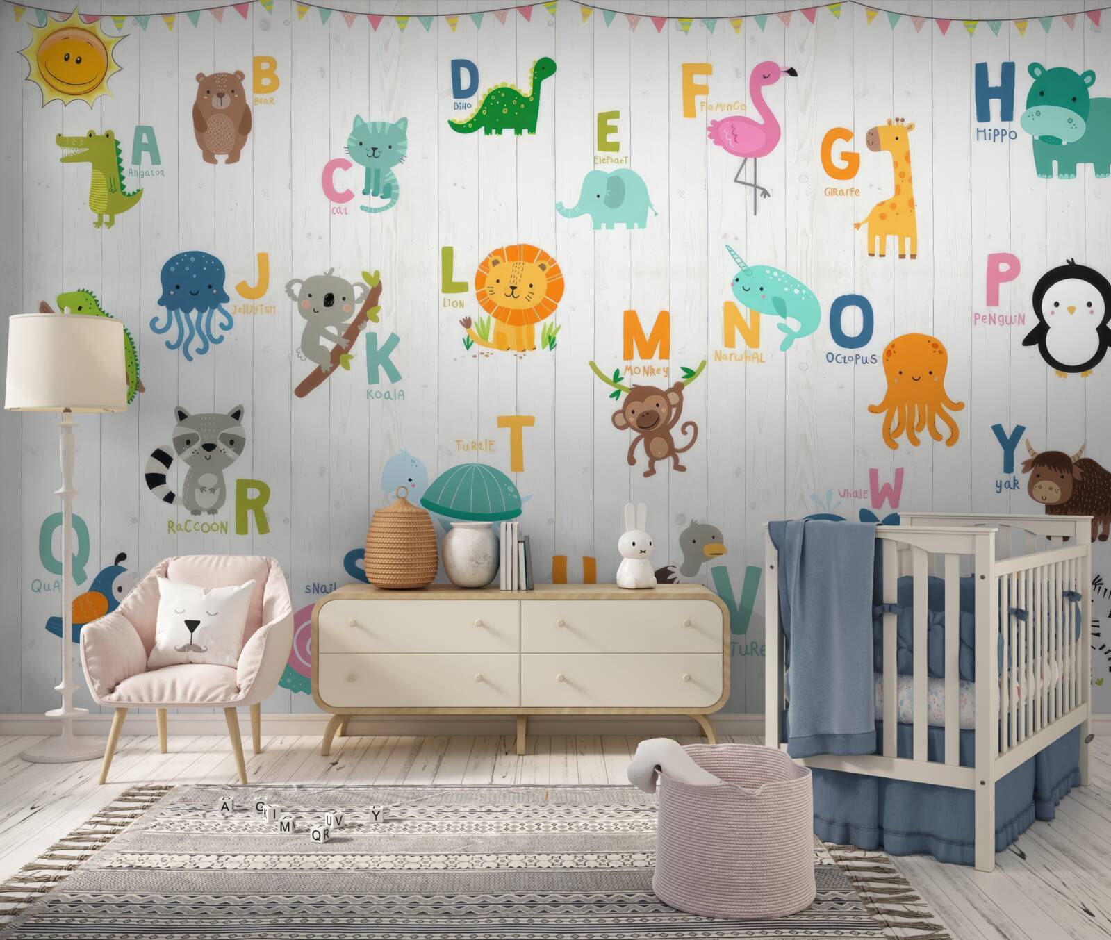 Fototapeten Alphabet mit tierischen Bildern