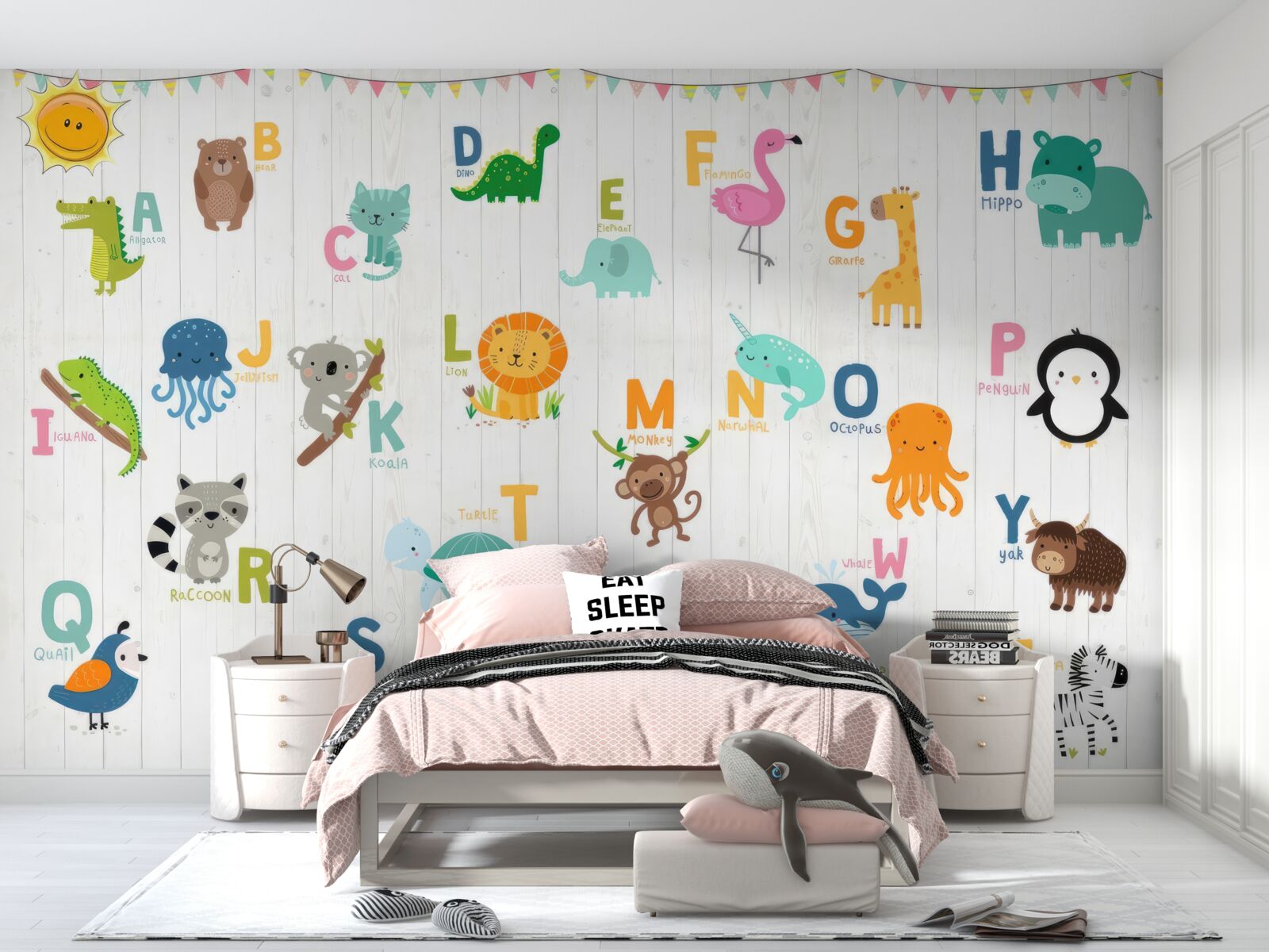 Fototapeten Alphabet mit tierischen Bildern