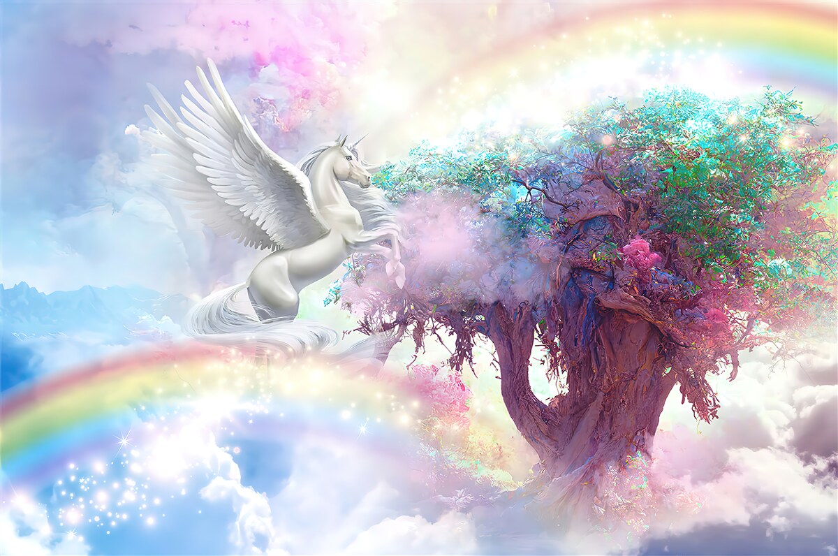 Fototapeten Pegasus geht zum Baum