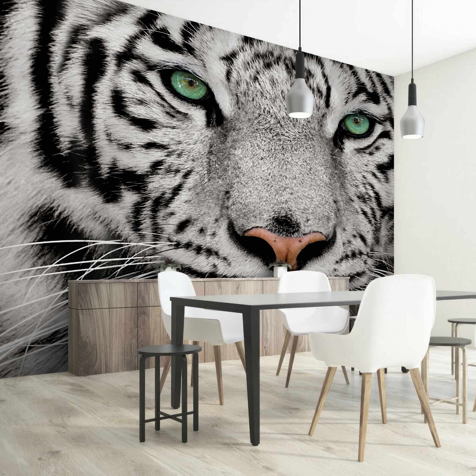 Fototapeten Weißer Tiger aus nächster Nähe