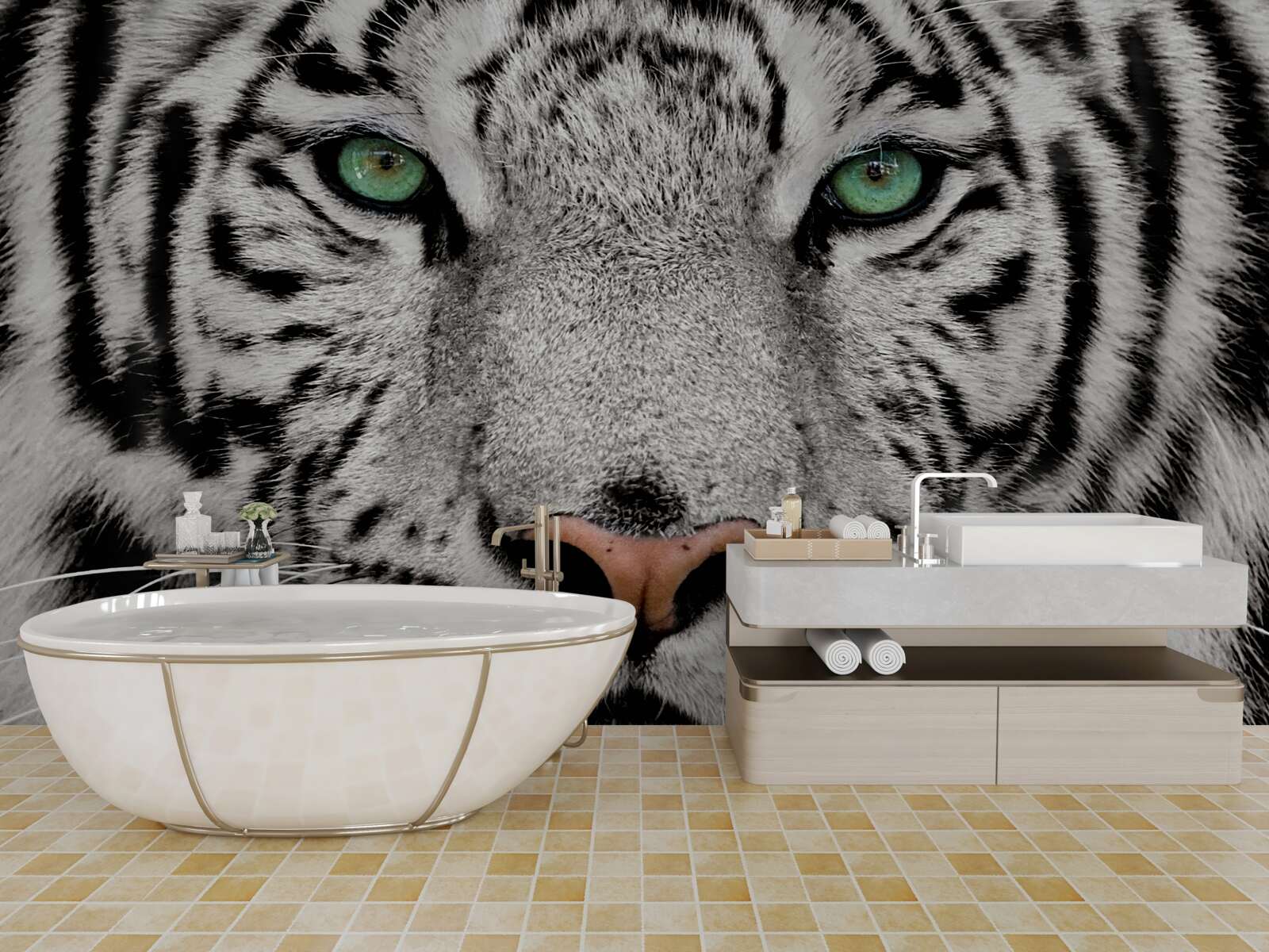 Fototapeten Weißer Tiger aus nächster Nähe