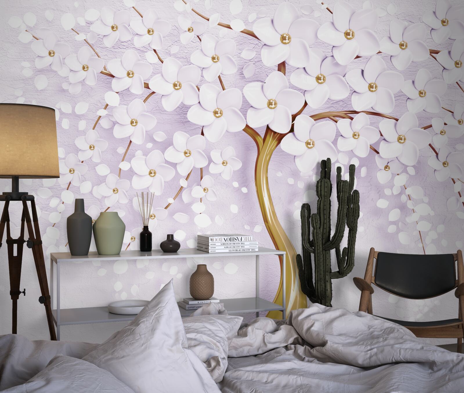 Fototapeten Ein Baum mit kleinen weißen Blüten