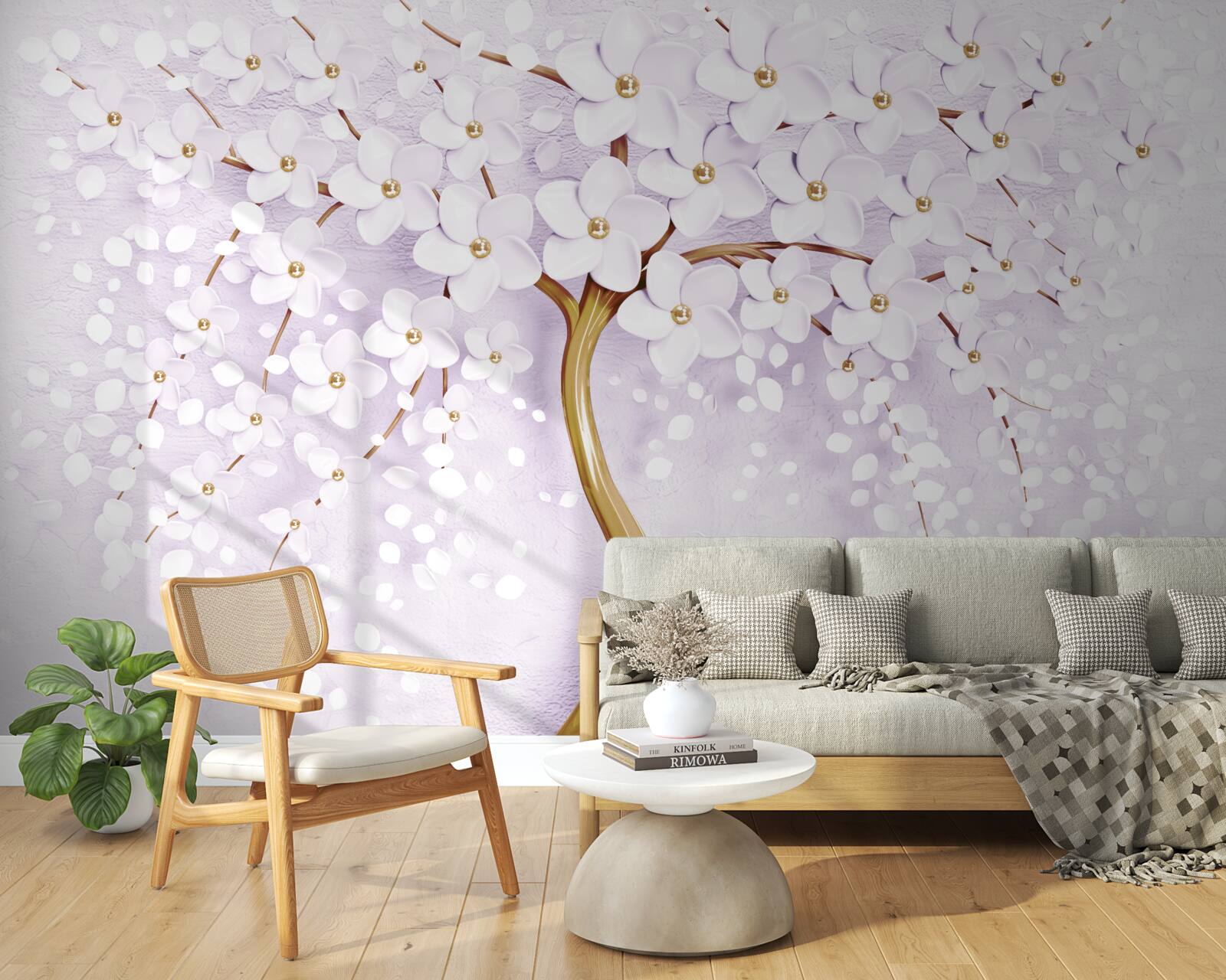 Fototapeten Ein Baum mit kleinen weißen Blüten