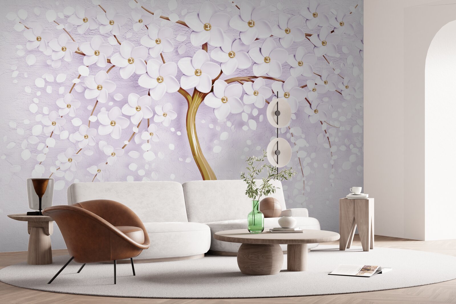 Fototapeten Ein Baum mit kleinen weißen Blüten