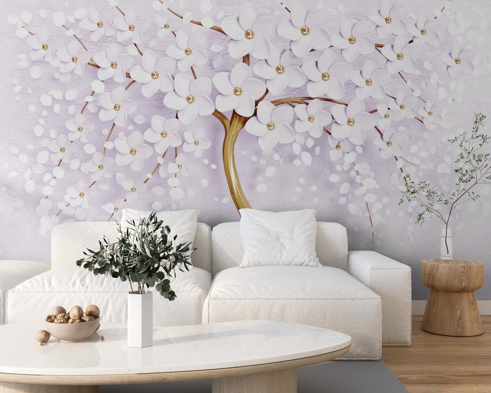 Fototapeten Ein Baum mit kleinen weißen Blüten