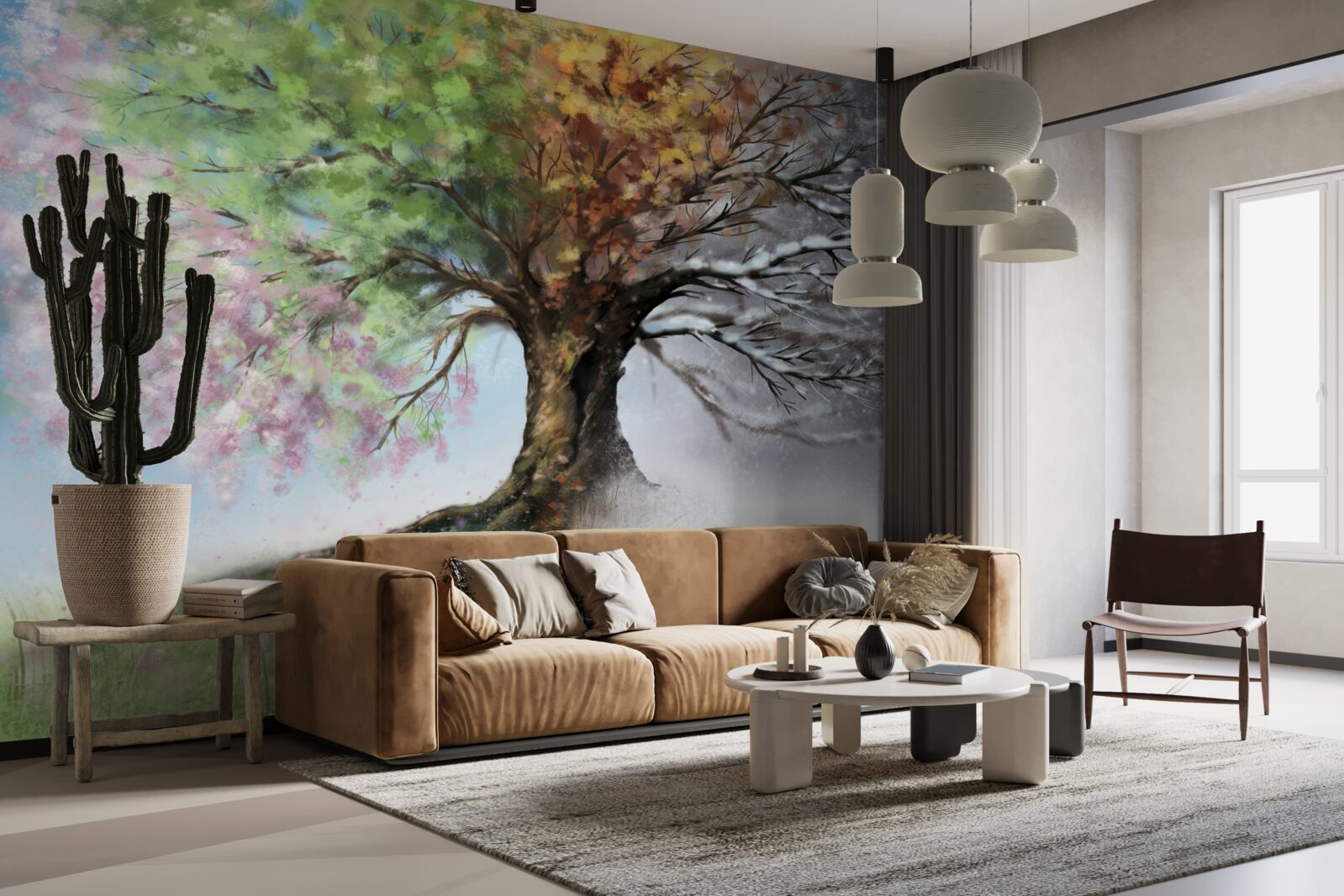 Fototapeten Der Baum präsentiert alle vier Jahreszeiten