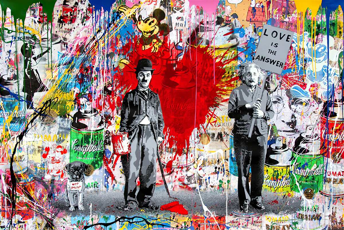Fototapeten Charlie Chaplin und Einstein