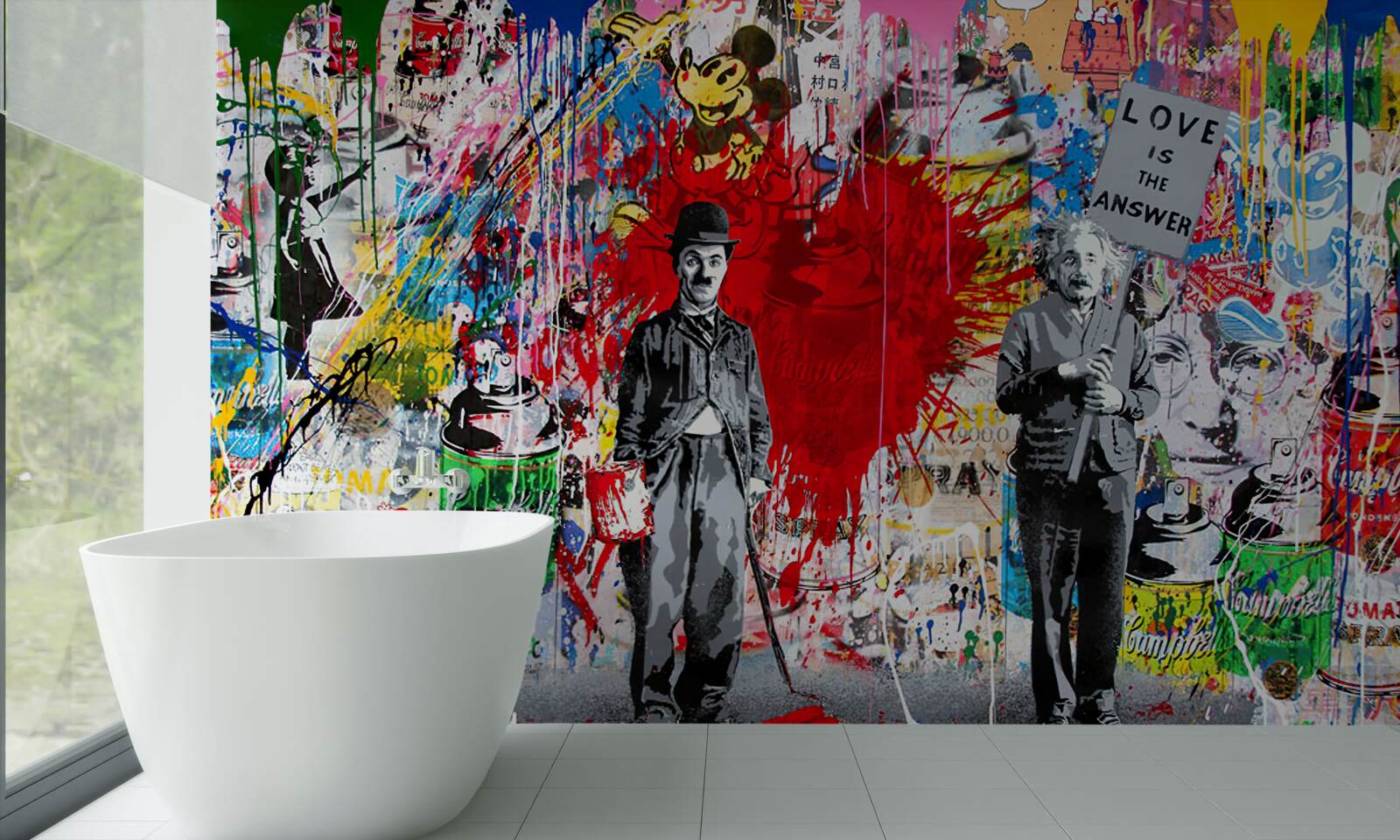 Fototapeten Charlie Chaplin und Einstein