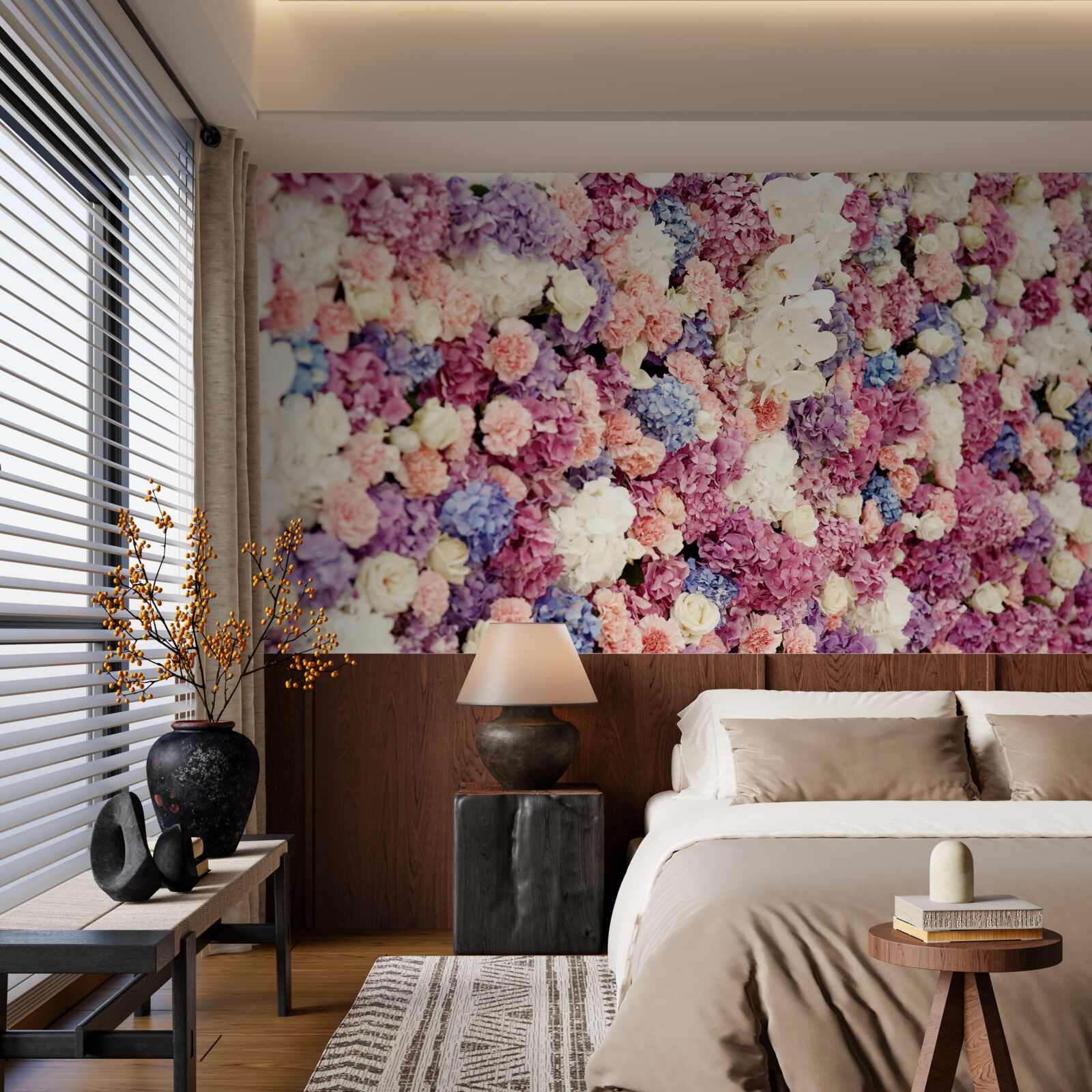 Fototapeten Hintergrund von mehrfach gefärbten Blumen