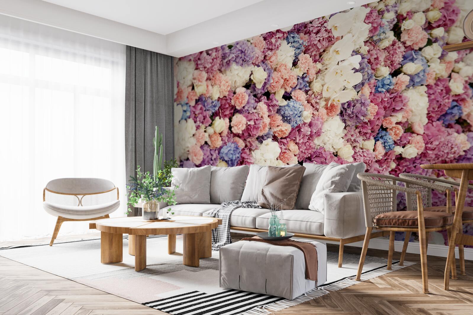 Fototapeten Hintergrund von mehrfach gefärbten Blumen