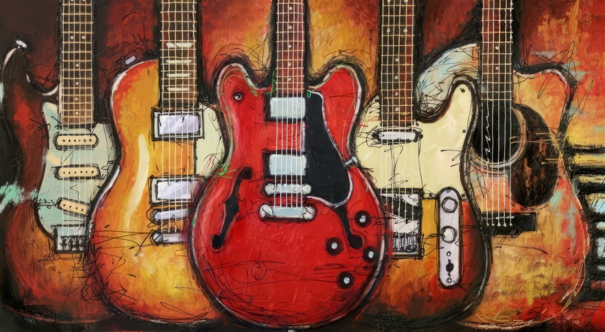 Fototapeten Gitarren mit unterschiedlichen Designs