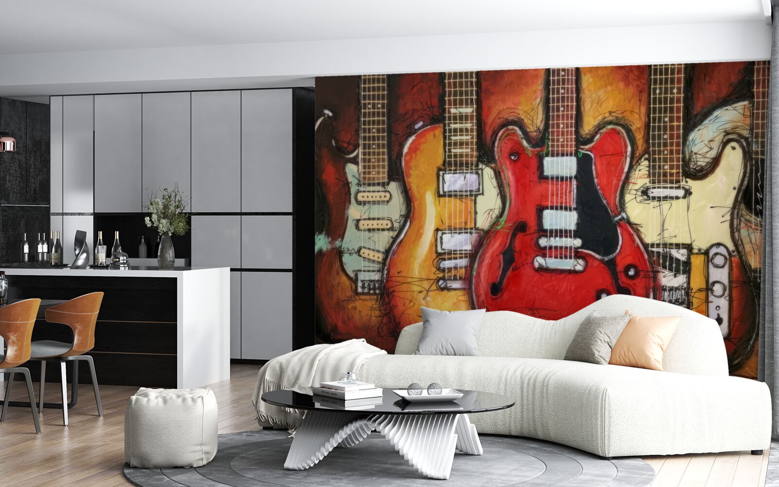 Fototapeten Gitarren mit unterschiedlichen Designs