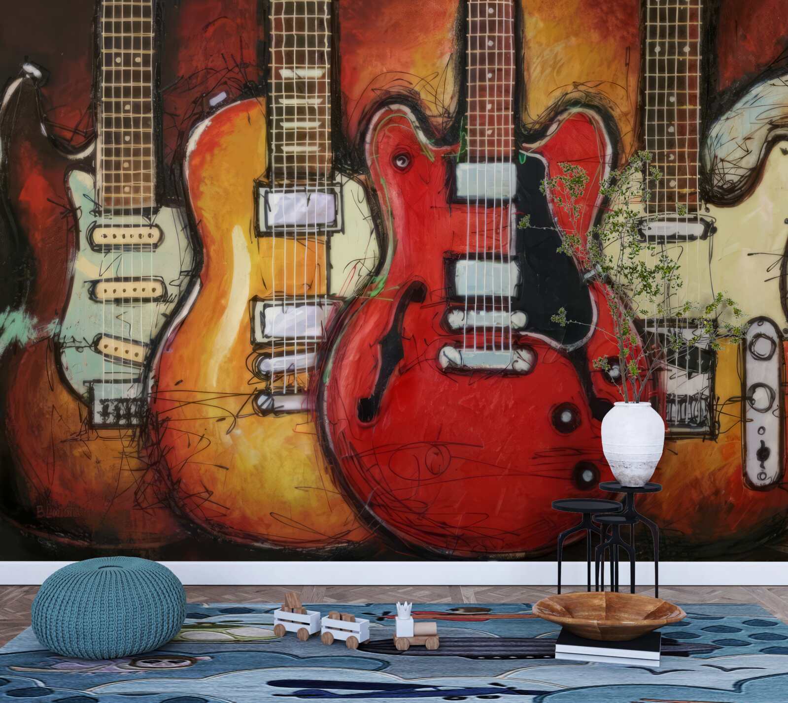 Fototapeten Gitarren mit unterschiedlichen Designs