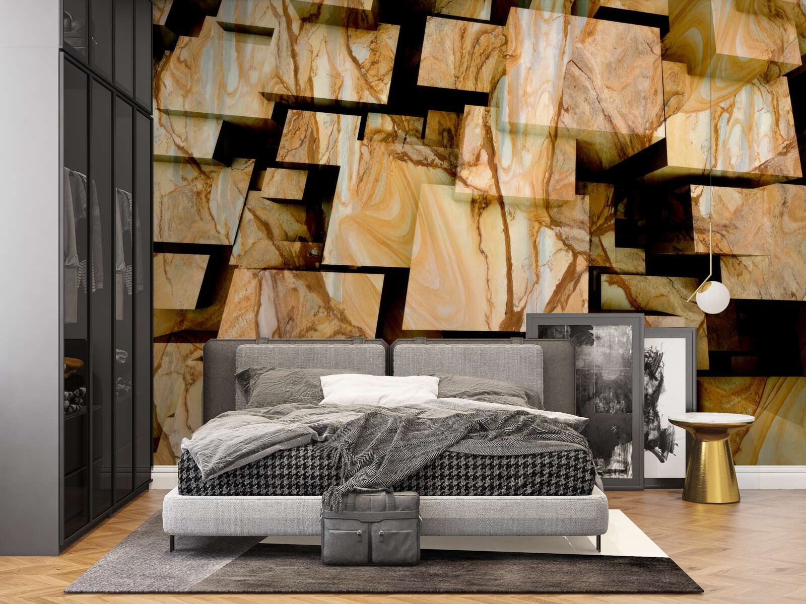 Fototapeten Drei -dimensionale braune Quadrate