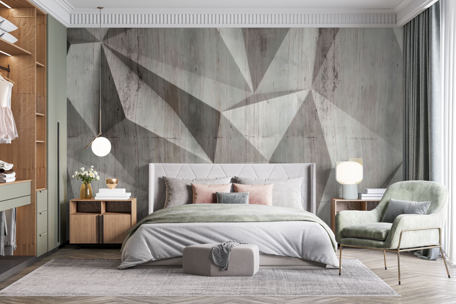 Fototapeten Eine Oberfläche mit konvexen geometrischen Formen